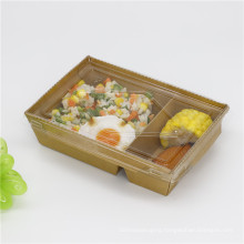 Bio-degradable Disposable Kraft paper food container take away fast food container 2 cells 1200ml